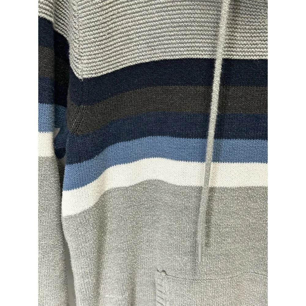 Commerce Gray And Blue Stripe Hooded Sweater